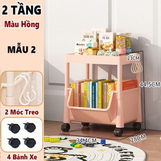 KỆ ĐỰNG ĐỒ ĐA NĂNG 2 TẦNG CÓ BÁNH XE DI CHUYỂN VÀ MÓC TREO TIỆN LỢI (MẪU 2) giá sỉ