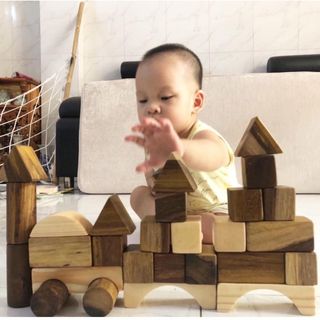 Bộ khối 29 chi tiết đồ chơi gỗ cho bé Chàng Trai Gỗ,  phát triển trí tuệ sáng tạo,  hình dạng, tam giác, vuông, tròn, trụ, chữ nhật, khối gỗ Block , đồ chơi xếp hình Bé trai Bé gái
