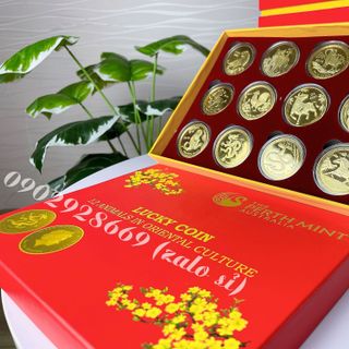 [Quà Tặng Tết] Bộ Xu Úc 12 Con Giáp Mạ Vàng Kèm Hộp, Quà Tặng Ý Nghĩa, Độc Đáo