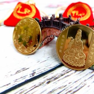 Đồng Xu Hình Phật Bà Quan Âm Mạ Vàng Giá Sỉ, Giá Bán Buôn
