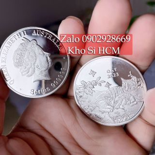 Cặp Xu Úc Hình Con Mèo Mạ Vàng, Bạc 2023, giá sỉ giá bán buôn xu Úc hình con mèo 2023