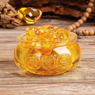 Hũ Vàng Thần Tài Pha Lê (Cỡ Nhỏ 6cm), Tụ Bảo Bồn Lưu Ly, Chiêu Lộc Tụ Tài -- Vật Phẩm Phong Thuỷ🌸🌸