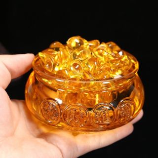 Hũ Vàng Thần Tài Pha Lê (Cỡ Nhỏ 6cm), Tụ Bảo Bồn Lưu Ly, Chiêu Lộc Tụ Tài -- Vật Phẩm Phong Thuỷ🌸🌸