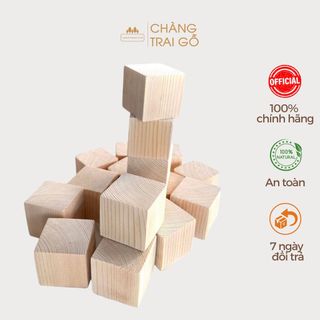 Khối vuông gỗ 2,3,4 cm Chàng Trai Gỗ 100% gỗ tự nhiên, khối gỗ đa năng xếp hình, chặn giấy, block , viên gỗ lập phương