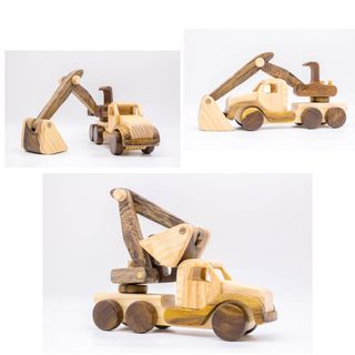 Xe Máy Xúc Đồ Chơi Gỗ Trẻ Em Chàng Trai Gỗ