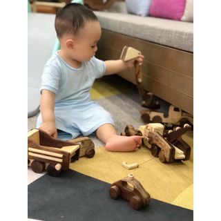 Xe Máy Xúc Đồ Chơi Gỗ Trẻ Em Chàng Trai Gỗ