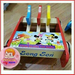 Xe tập đi bằng gỗ hiệu Song Son hình ba con thú cho bé - Bảo hành 1 tháng