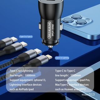 Tẩu sạc nhanh Sendem D13 cổng TypeC PD20W vỏ hợp kim nhôm