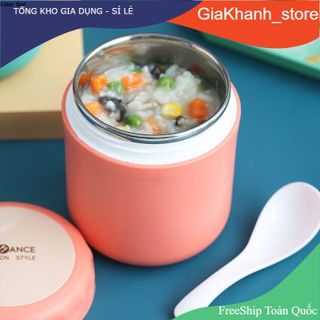 Bình Ủ Cháo ELEGANCE Giữ Nhiệt dung tích 430ml Tặng Kèm Thìa Màu Hồng Pastel Cao Cấp Lõi Inox 304 Không Gỉ
