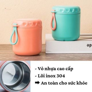 Bình Ủ Cháo ELEGANCE Giữ Nhiệt dung tích 430ml Tặng Kèm Thìa Màu Hồng Pastel Cao Cấp Lõi Inox 304 Không Gỉ