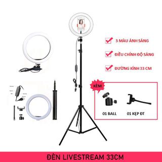 Đèn livestream giá rẻ 33cm và chân 2m1 hỗ trợ chụp ảnh, bán hàng, make up tăng/giảm/thay đổi chế độ sáng giá sỉ