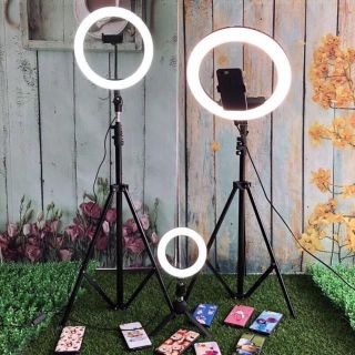 Đèn livestream giá rẻ 33cm và chân 2m1 hỗ trợ chụp ảnh, bán hàng, make up tăng/giảm/thay đổi chế độ sáng