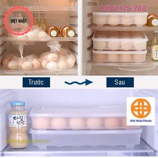 Hộp Đựng Trứng Tủ Lạnh 24 Quả Có Nắp, Khay Đựng Trứng Thông Minh Nhựa Trong Suốt Việt Nhật No6786