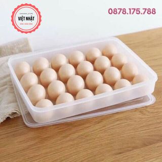 Hộp Đựng Trứng Tủ Lạnh 24 Quả Có Nắp, Khay Đựng Trứng Thông Minh Nhựa Trong Suốt Việt Nhật No6786
