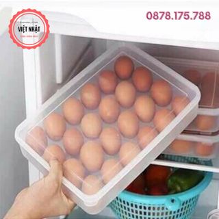 Hộp Đựng Trứng Tủ Lạnh 24 Quả Có Nắp, Khay Đựng Trứng Thông Minh Nhựa Trong Suốt Việt Nhật No6786