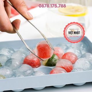 Khay Làm Đá Viên Tròn Có Nắp, Khuôn Làm Thạch Làm Đá Hoa Quả Trái Cây Để Tủ Lạnh, Hàng Việt Nhật Cao Cấp 6978