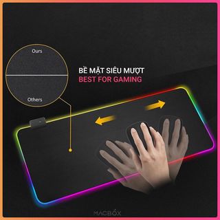Miếng Lót Chuột Chơi Game Viền LED RGB - Siêu Bền - Dày - Chống Nước - Chống Trượt - Nhiều Chế Độ Led