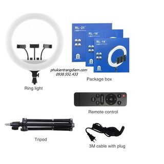Bộ Đèn Livestream RL14 Size 36cm + Chân Đèn + Kẹp Điện Thoại - Cực Chắc Chắn- Hỗ trợ Makeup Quay TikTok