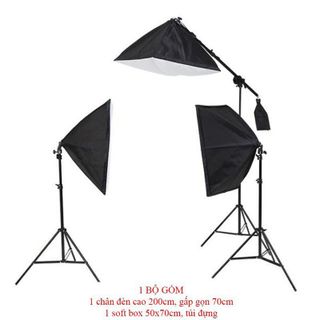 Bộ Đèn Studio - Quay Phim Chụp Ảnh - Livestream - Kèm Bóng 150w + Chân Đèn 2m1 - Softbox 50x70cm - Chính Hãng HD DESIGN