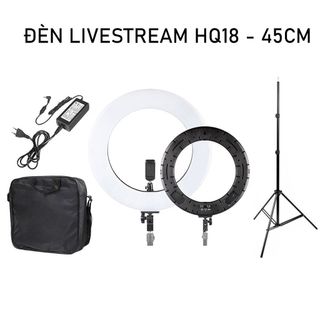 Đèn livestream 45cm giá rẻ, đèn phun xăm, make up thẩm mỹ kèm 1 kẹp điện thoại HQ18 công suất lớn siêu sáng
