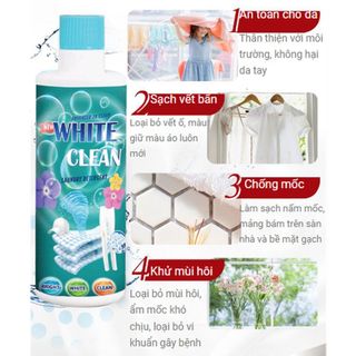 Tẩy trắng quần áo White Clean, Tẩy Mốc, Tẩy Ố Vàng Quần Áo - Dùng Cho Cả Vải Trắng Và Màu dung tích 500ml