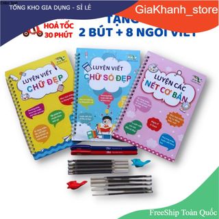 [ Combo 3c Tặng Bút ] Quyển Luyện Tập Viết Chữ Đẹp Tiếng Việt Cho Bé Vào Lớp 1 Tự Bay Màu