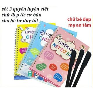 [ Combo 3c Tặng Bút ] Quyển Luyện Tập Viết Chữ Đẹp Tiếng Việt Cho Bé Vào Lớp 1 Tự Bay Màu