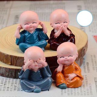 Bộ Tượng  4 Chú Tiểu Tứ Không , Tượng Phong Thuỷ Chú Tiểu MiNi , Bớt Nghe, Bớt Nói, Bớt Nhìn