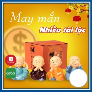 Bộ Tượng  4 Chú Tiểu Tứ Không , Tượng Phong Thuỷ Chú Tiểu MiNi , Bớt Nghe, Bớt Nói, Bớt Nhìn