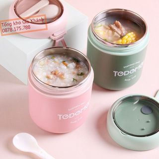 Bình Ủ Cháo, Hộp Giữ Nhiệt Đựng Thức Ăn, Đựng Canh Chống Tràn chất liệu inox 304 TEDEMEI tặng kèm muỗng an toàn vệ sinh