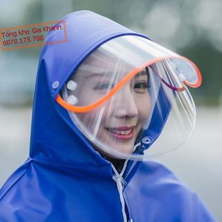 Áo Mưa Người Lớn Đi Xe Máy, 1 Đầu 2 Đầu Có Kính Che Mặt Trong Suốt, Áo Mưa Thời Trang Phản Quang Cỡ Lớn Cao Cấp LD3160