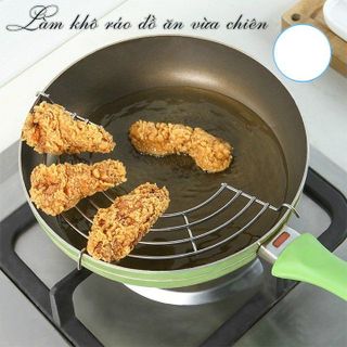 Khay ráo dầu, Giá để đồ chiên rán ráo dầu mỡ gắn trực tiếp lên chảo đa năng tiện dụng
