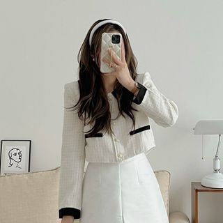 ÁO DẠ CỔ SEN 2 LỚP - KIỂU HÀN QUỐC