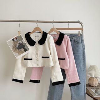ÁO DẠ CỔ SEN 2 LỚP - KIỂU HÀN QUỐC