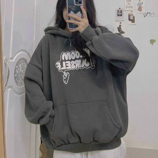 Áo hoodie thun nỉ logo in bloom yourself form dưới 70kg