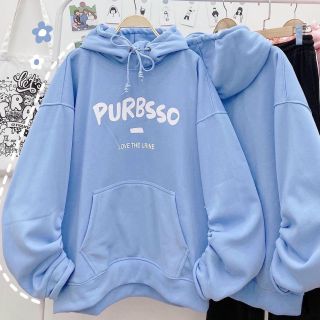 Áo hoodie nỉ ngoại tay phồng in PURBSSO form dưới 70kg