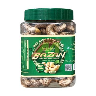 Hạt điều rang muối Bazan Bình Phước nguyên hạt dinh dưỡng A+ loại 1 hộp 500g nắp xanh còn vỏ lụa