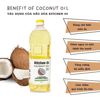 Dầu Dừa Nguyên Chất 100% Kitchen Oi 1L - Pure Virgin Coconut Oil 1L- Dầu Dừa Nấu Ăn giá sỉ