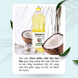 Dầu Dừa Nguyên Chất 100% Kitchen Oi 1L - Pure Virgin Coconut Oil 1L- Dầu Dừa Nấu Ăn