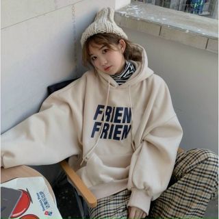 Áo hoodie nỉ ngoại tay phồng cánh dơi in frien frien form dưới 70kg đẹp