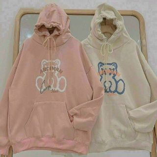 Áo hoodie nỉ ngoại tay phồng cánh dơi in gấu form dưới 70kg