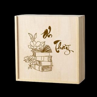 Hộp gỗ nắp trượt khắc nội dung tùy chọn - 21x24x10cm - hộp gỗ đựng quà