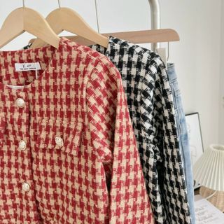 ÁO DẠ ĐỎ ĐEN- PHONG CÁCH HÀN QUỐC