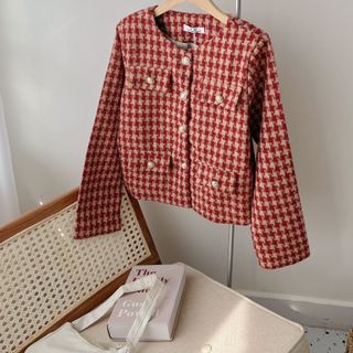ÁO DẠ ĐỎ ĐEN- PHONG CÁCH HÀN QUỐC