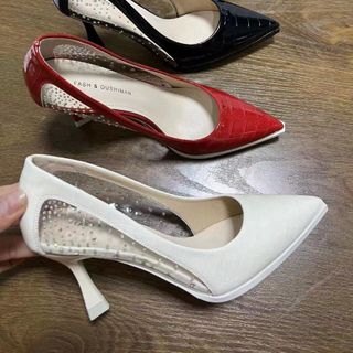 Giày cao gót nữ da bóng có vân F016