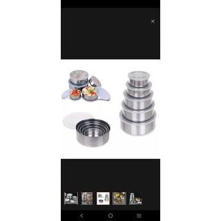 Bộ 5 thố inox có nắp đậy kín.