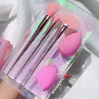 Bộ cọ trang điểm Pha Lê Ruby Face, sỉ 65k/bộ 3 cọ cao cấp & 2 bông hồ lô