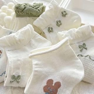 SET 10 ĐÔI TẤT Trắng XANH LÁ MẪU MỚI VIỀN BÈO