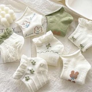 SET 10 ĐÔI TẤT Trắng XANH LÁ MẪU MỚI VIỀN BÈO