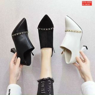 Giày boots cổ ngắn gót cao sành điệu F016